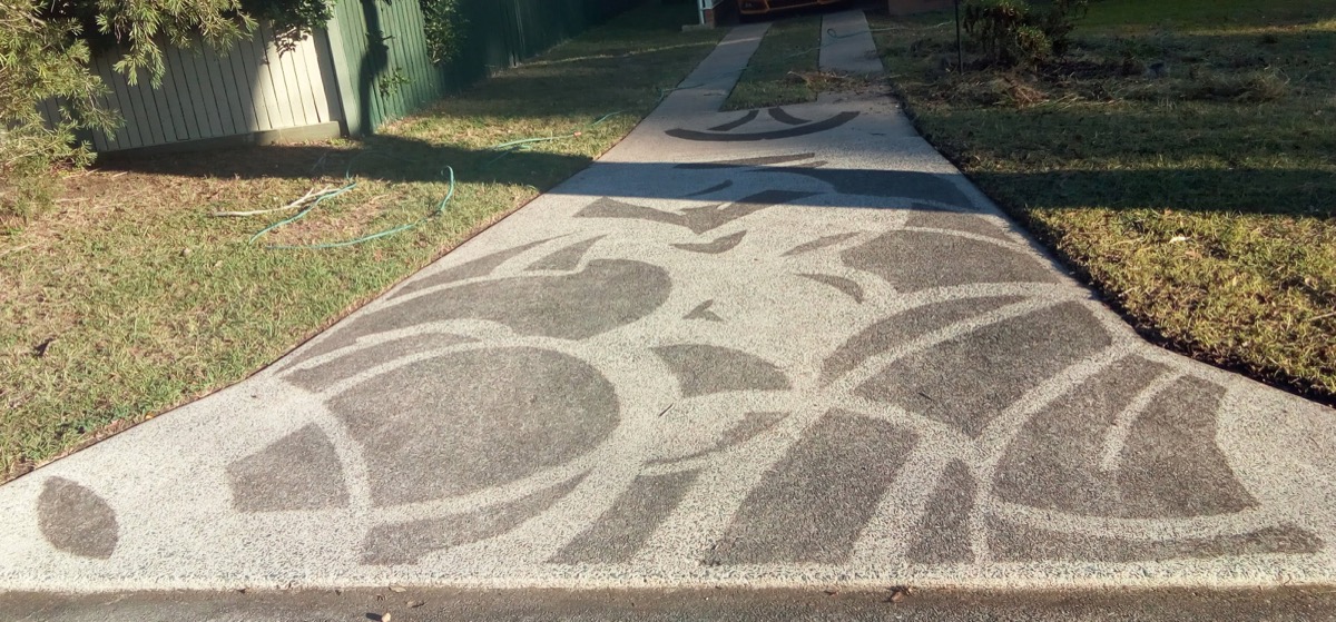 Driveway before pressure washing